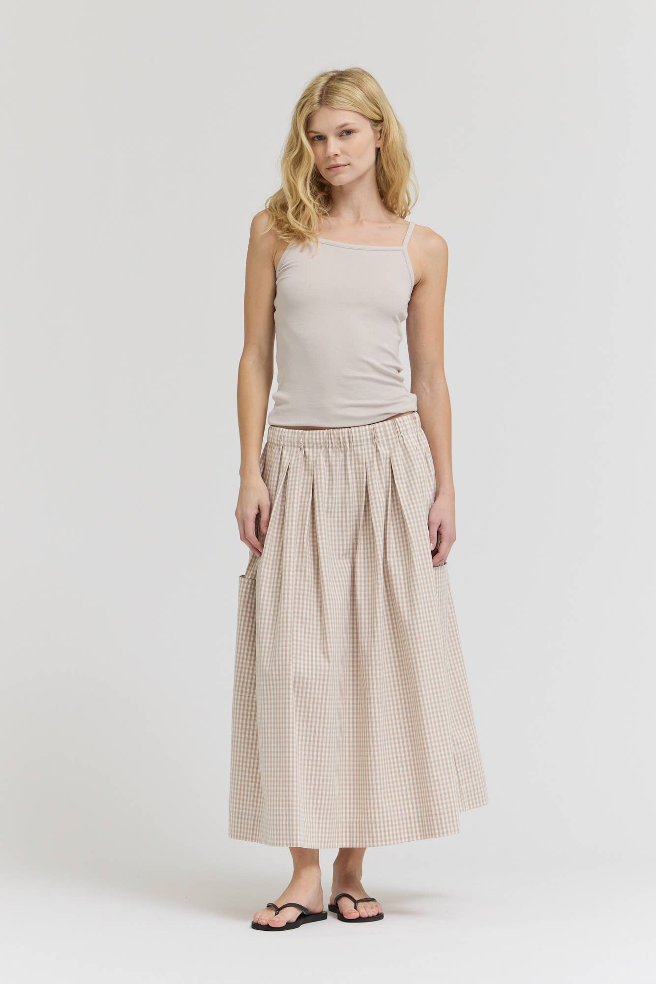 Grade & Gather - Wholesale Skirt - Women's - 50902RG - PLEAT WAIST GIGNHAM SKIRT7
