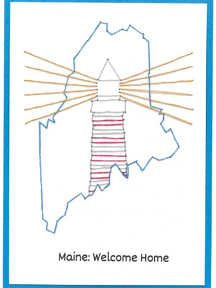 Maine- Carte de vœux cousue à la main pour la vente par Woven Dignity