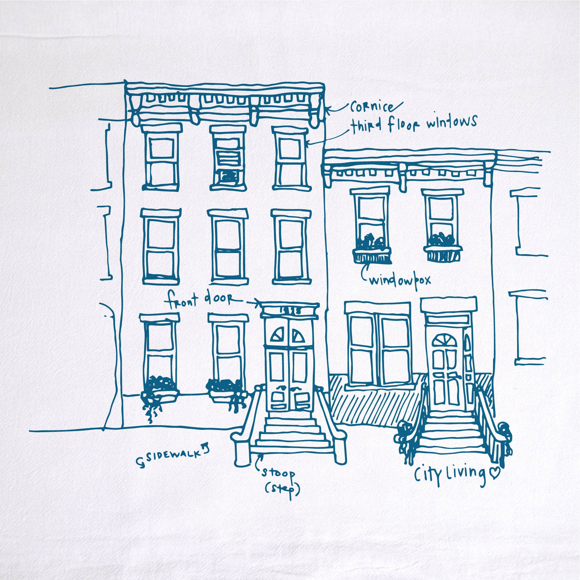 Girls Can Tell - Wholesale Tea Towel - Rowhouses Tea Towel | kitchen | flour sack | dish towels1