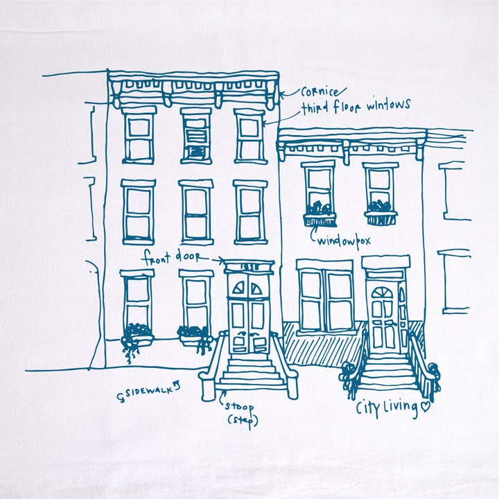 Girls Can Tell - Wholesale Tea Towel - Rowhouses Tea Towel | kitchen | flour sack | dish towels1