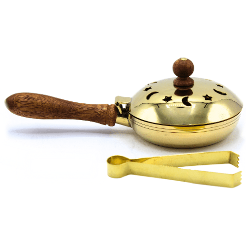 Green Tree – Großhandel Räucherstäbchenhalter – Räuchergefäß und Zange aus Messing (10 cm)0