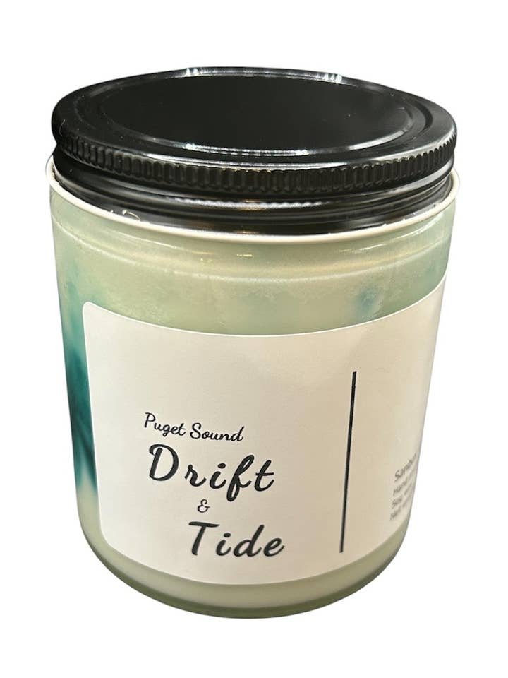 DRIFT & TIDE 8 ounce Soy Candle for wholesale by Sanbox Candle Co