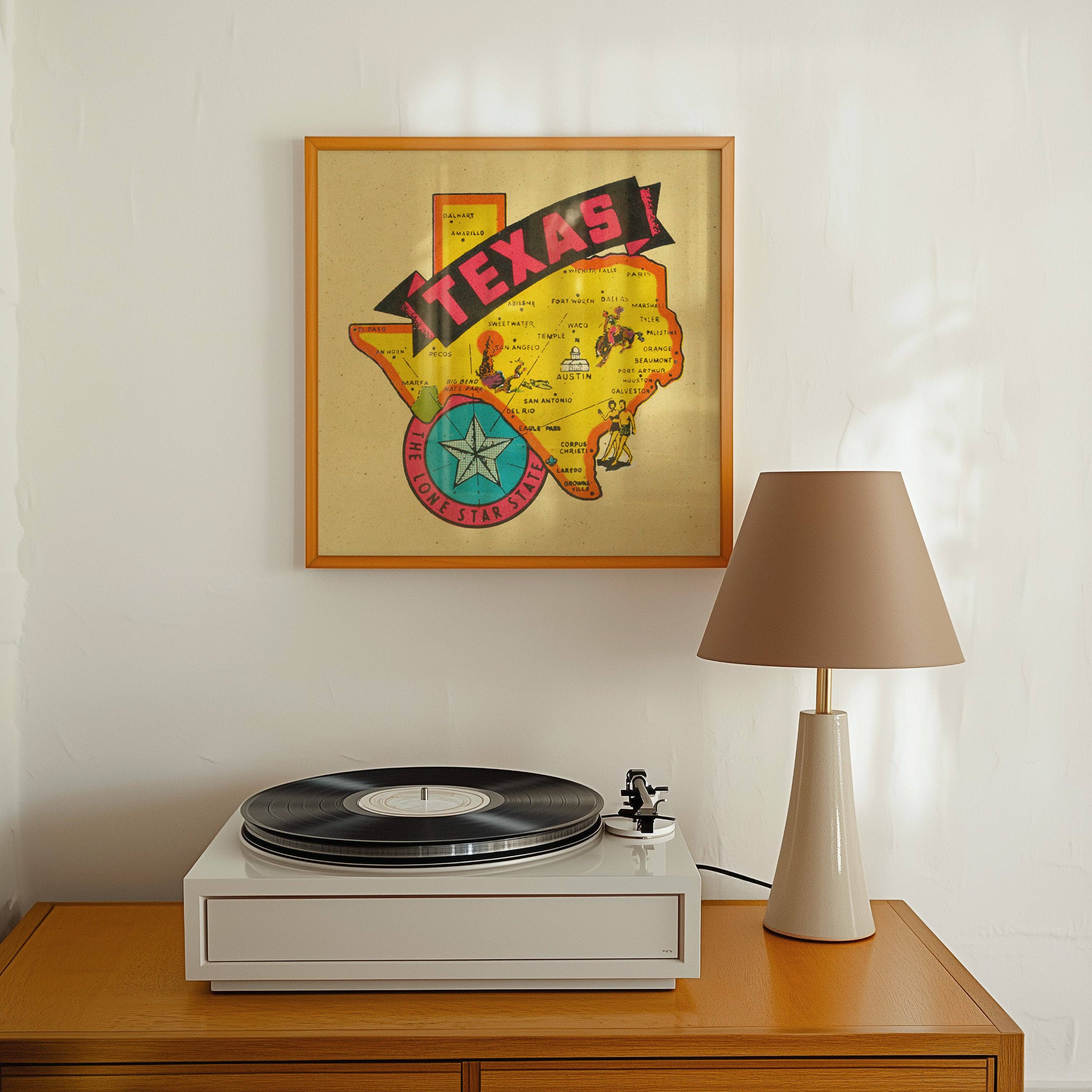 Tejas Country Club - Wholesale Art Print - Vintage State of Texas Travel Map Decal Art Print2