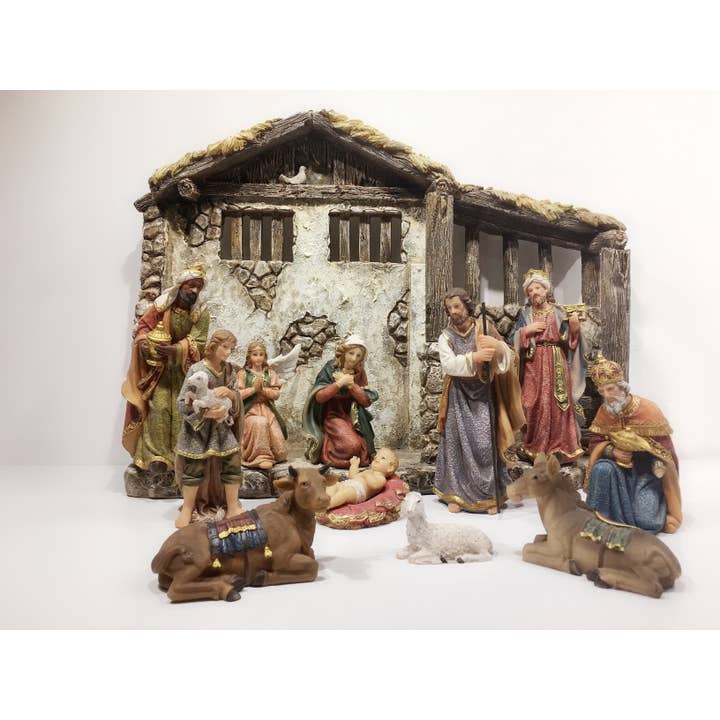 Hi-Line Gift Ltd. - Wholesale Nativity Scene Decor - Nativity & Three Wise Men 11 Pc/Set 8 Inch H