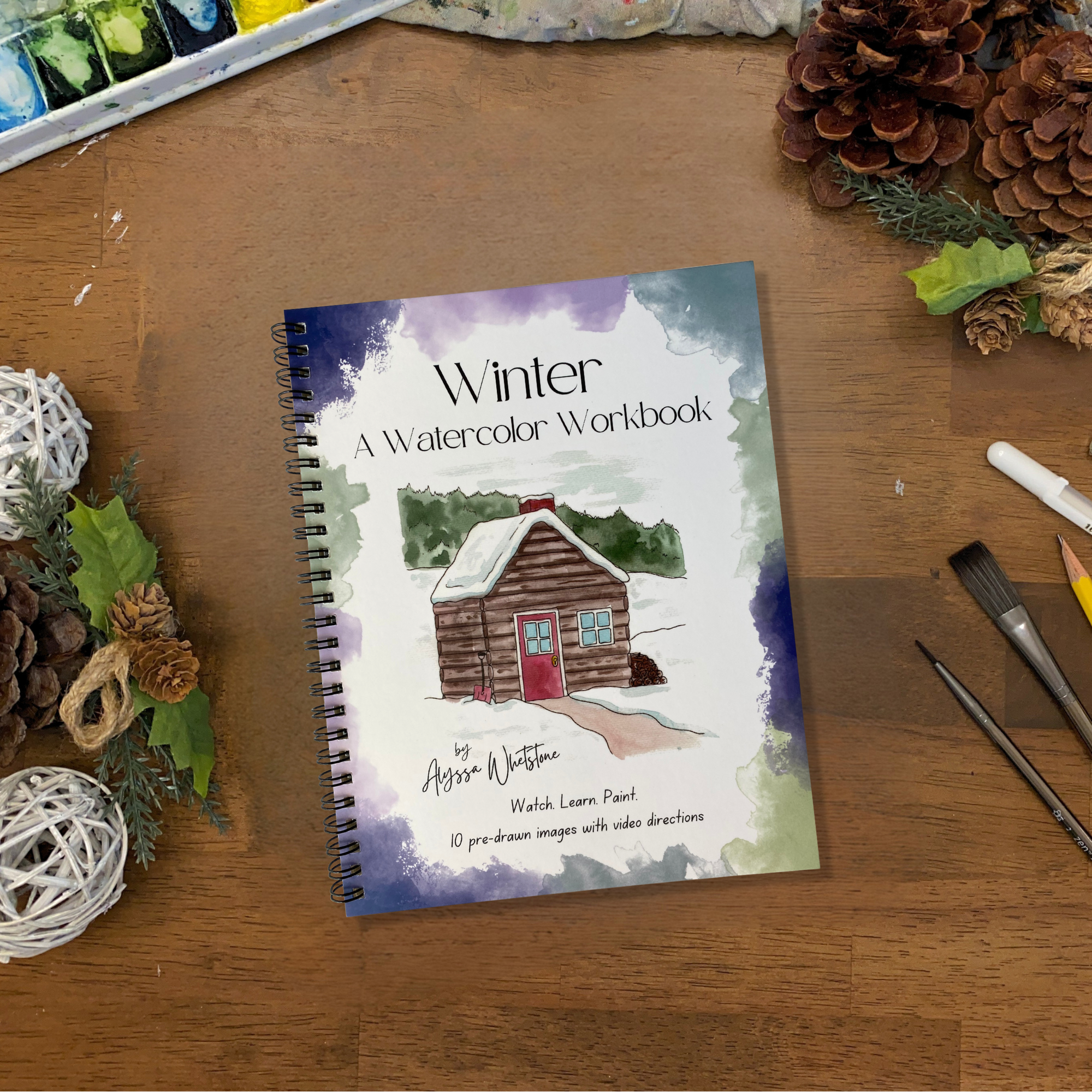 Alyssa Whetstone Art - Vente Carnets de croquis - Cahier d’aquarelle d’hiver avec tutoriels vidéo4