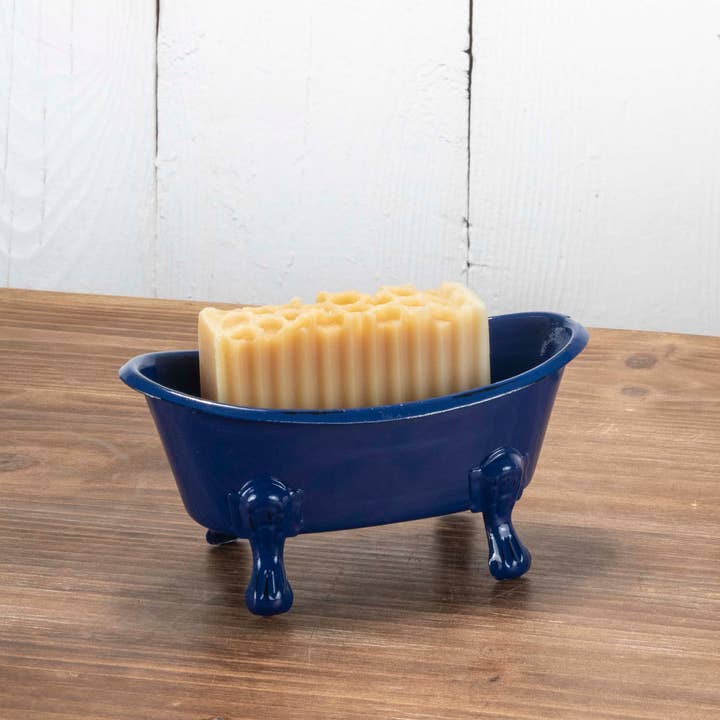 Foreside Home & Garden - Wholesale Bath Soap Dish - Navy Blue Distressed Enamel Bathtub Soap Dish