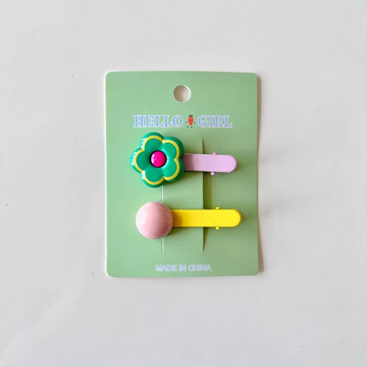 ACCITY - Wholesale Hair Clip - Kids - CHILDREN'S FLOWER ROUND BEAD HAIRPIN_CWAHA1821