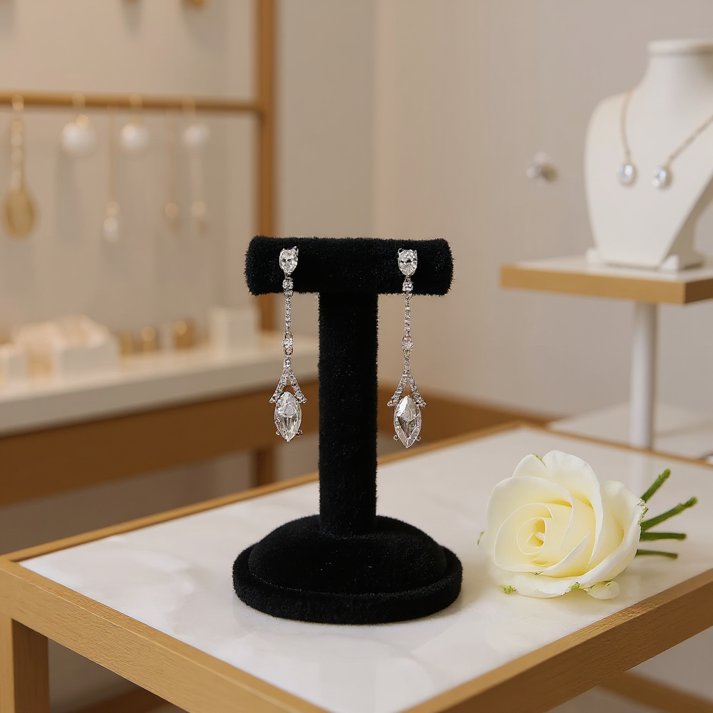 Athena Bridal Jewellery – wholesale Dangle earrings – CZ COLLECTION - DAINTY SPARKLE EARRINGS - CZER374 SILVER2