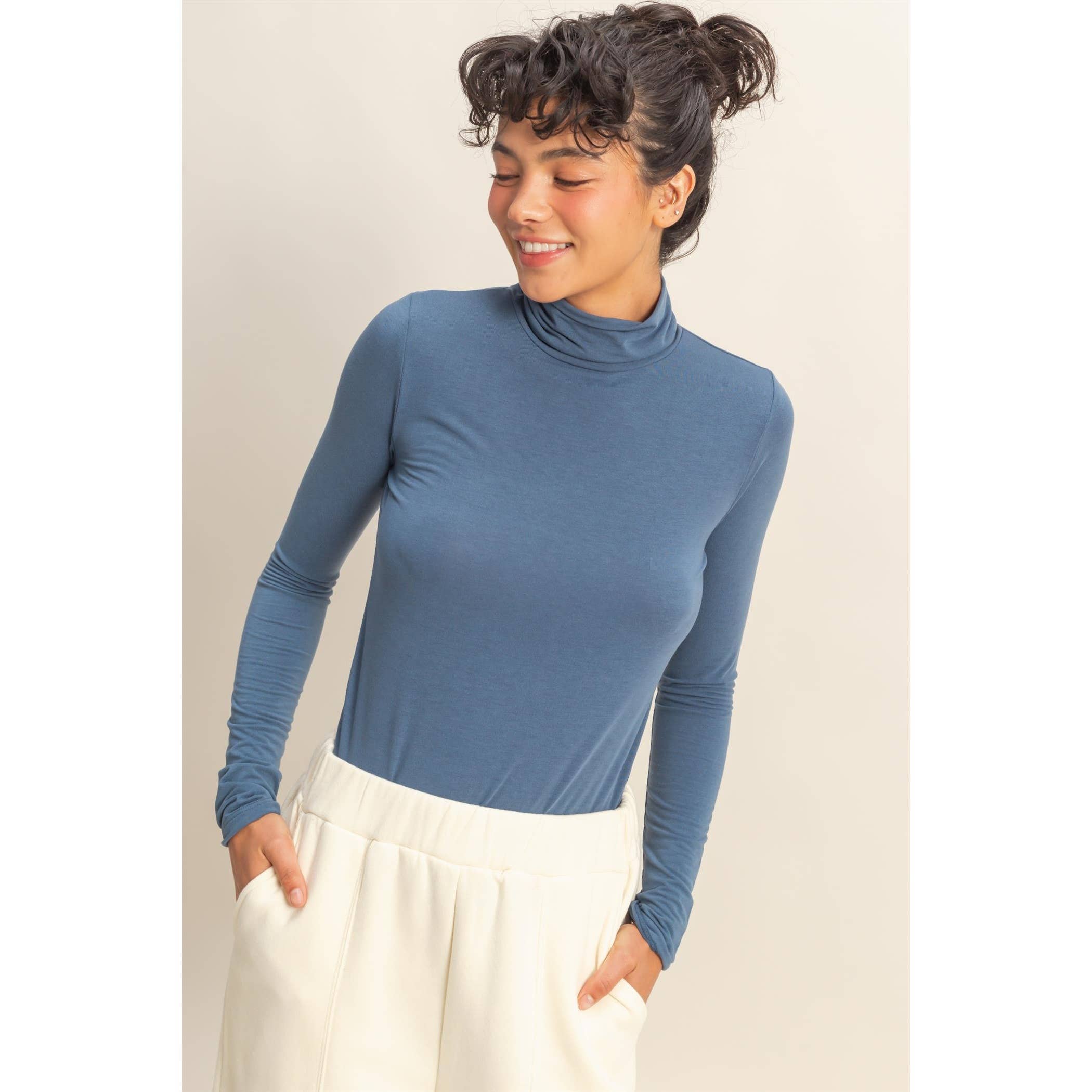 Double Zero - Wholesale Knit Top - Women's - Turtleneck Long Sleeve Fitted Top14