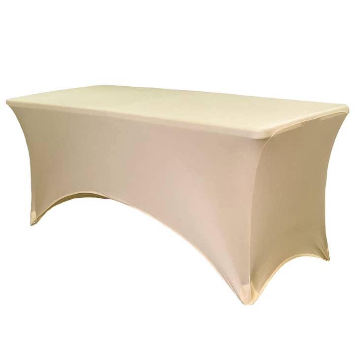 Stretch Spandex 6 Ft Rectangular Table Cover Champagne for wholesale by YOUR CHAIR COVERS