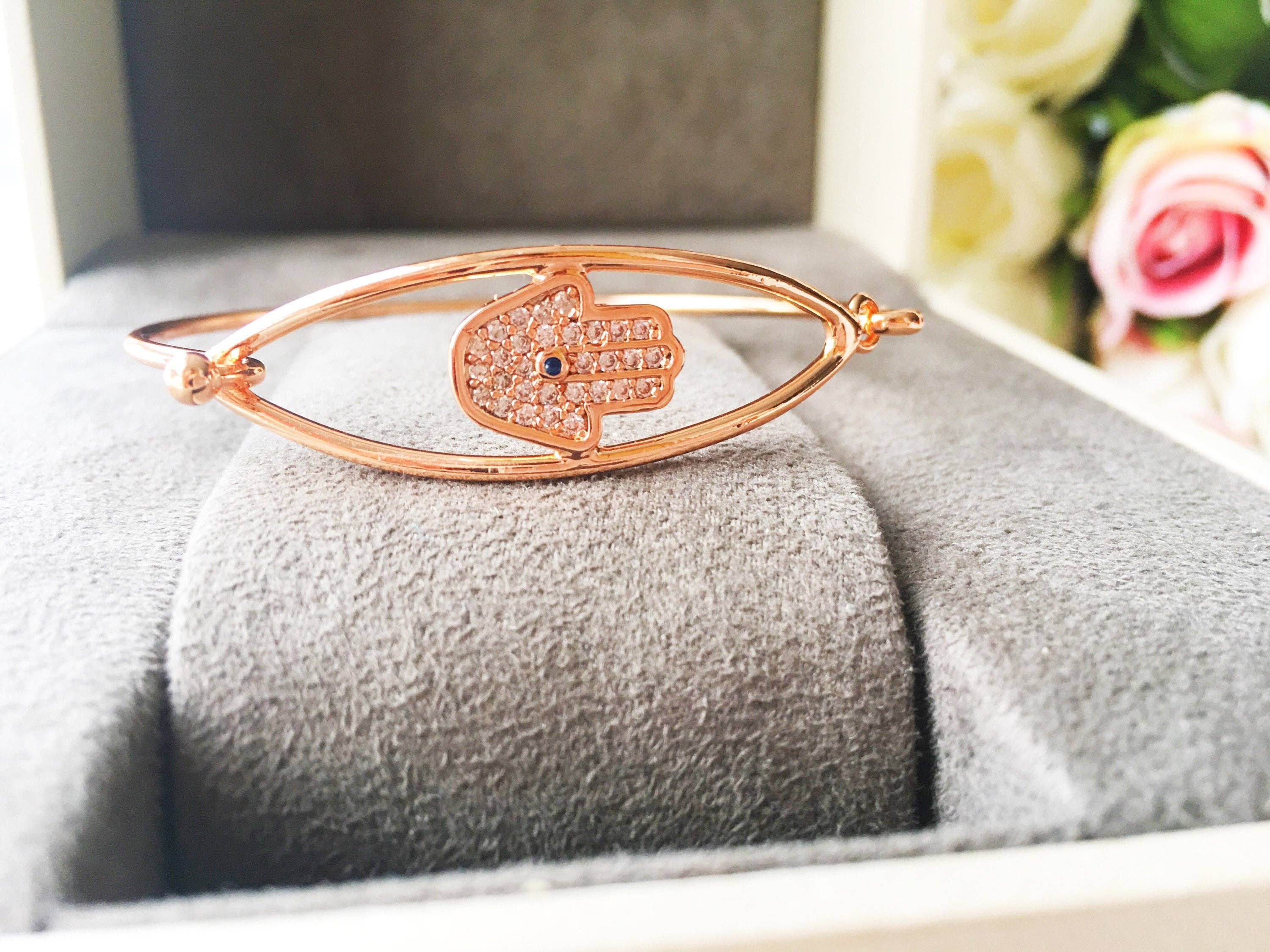 Evileyefavor - Wholesale Cuff Bracelet - Hamsa Hand Bracelet, Rose Gold Bangle Bracelet, Bangles0