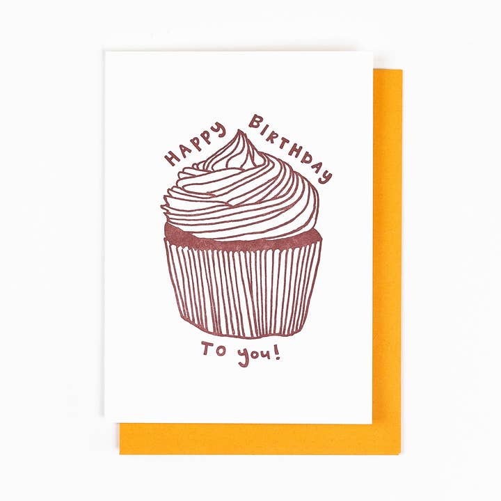 Macon York Press - Wholesale Birthday Card - Birthday Letterpress Greeting Card: Cupcake