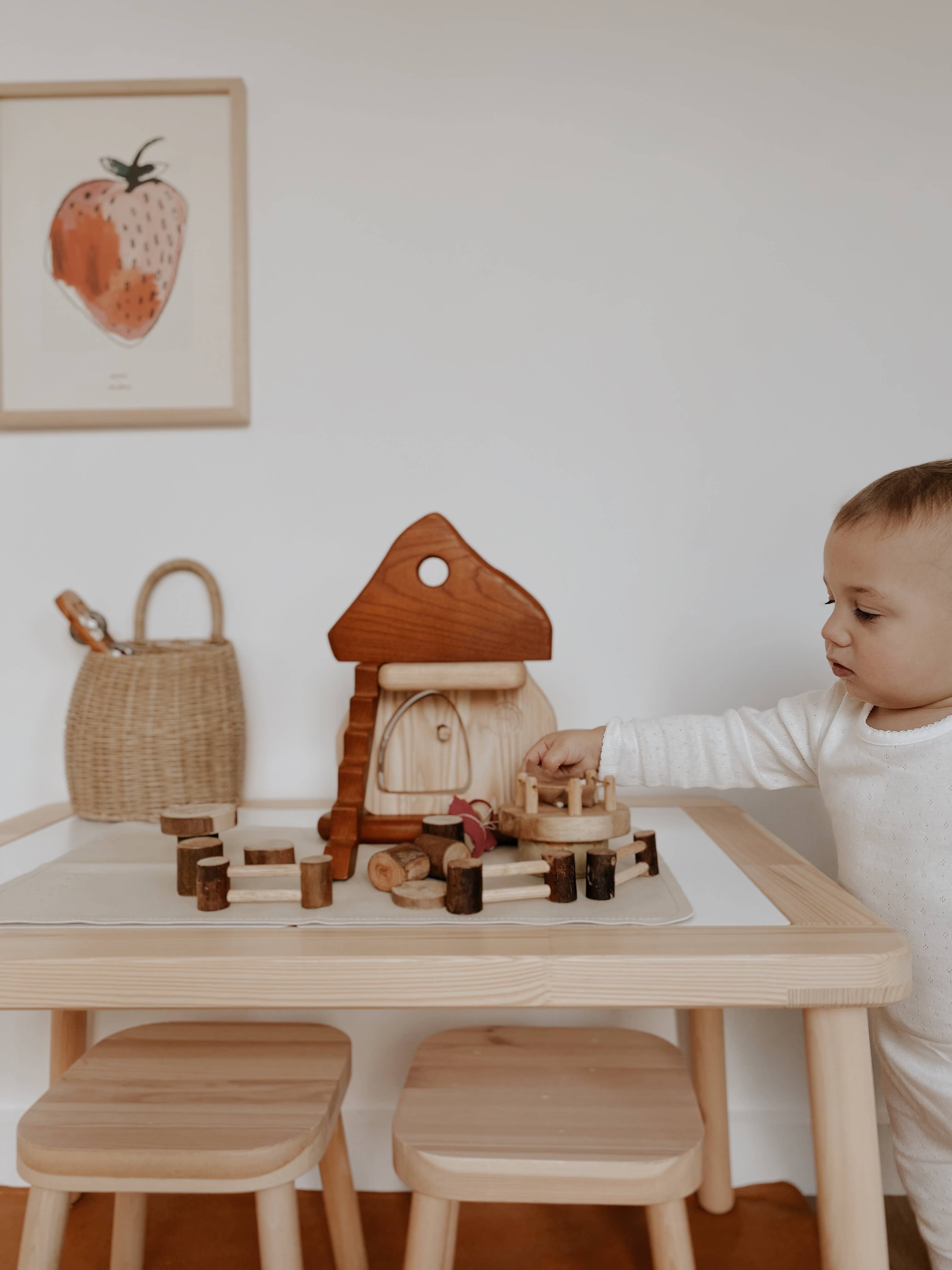 QToysUSA - Vente Jouet en bois – enfant - Petit jeu de maison champignon naturel2