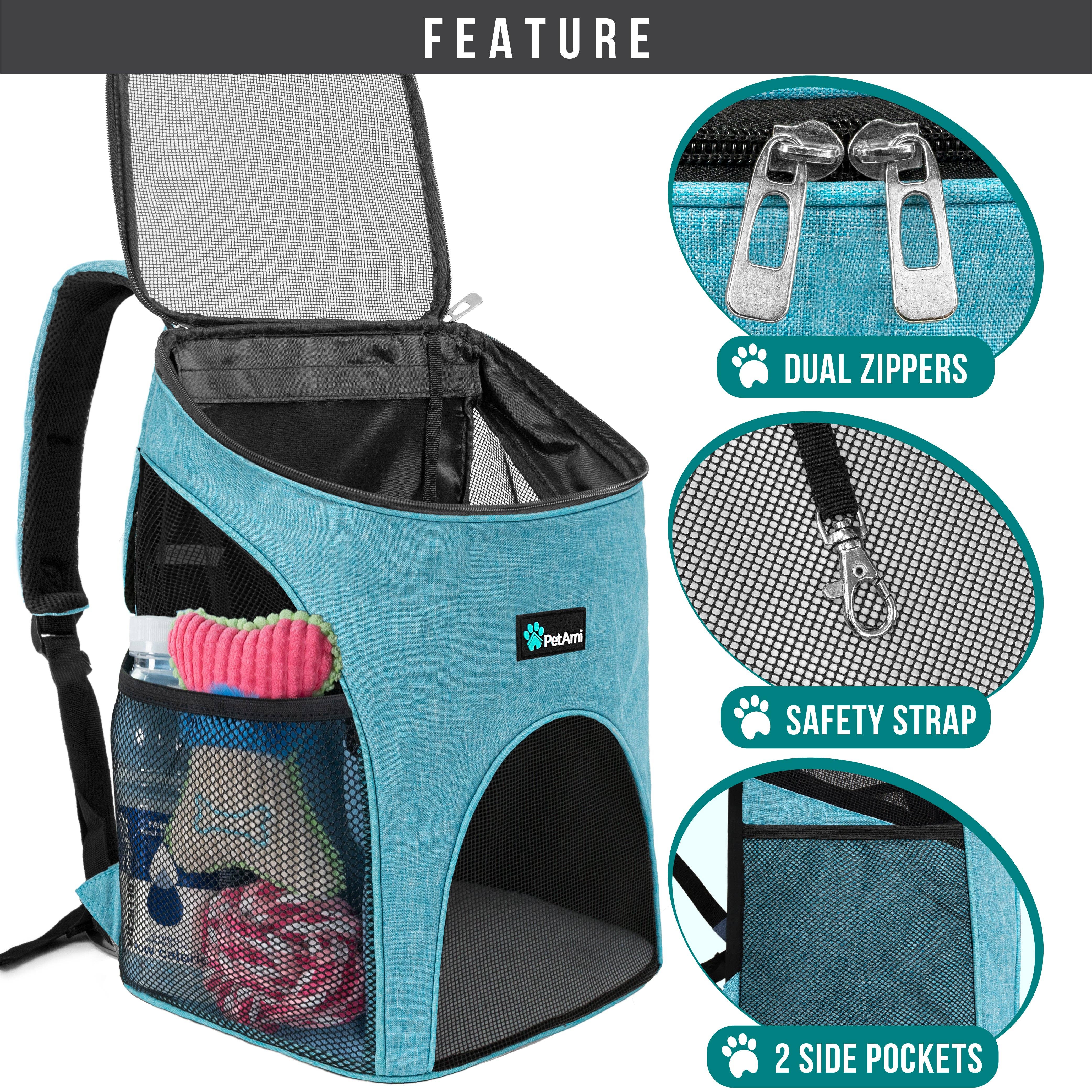 PetAmi - Vente Caisse de transport – chat et chien - Sac à dos pour animal avec entrée unique classique3