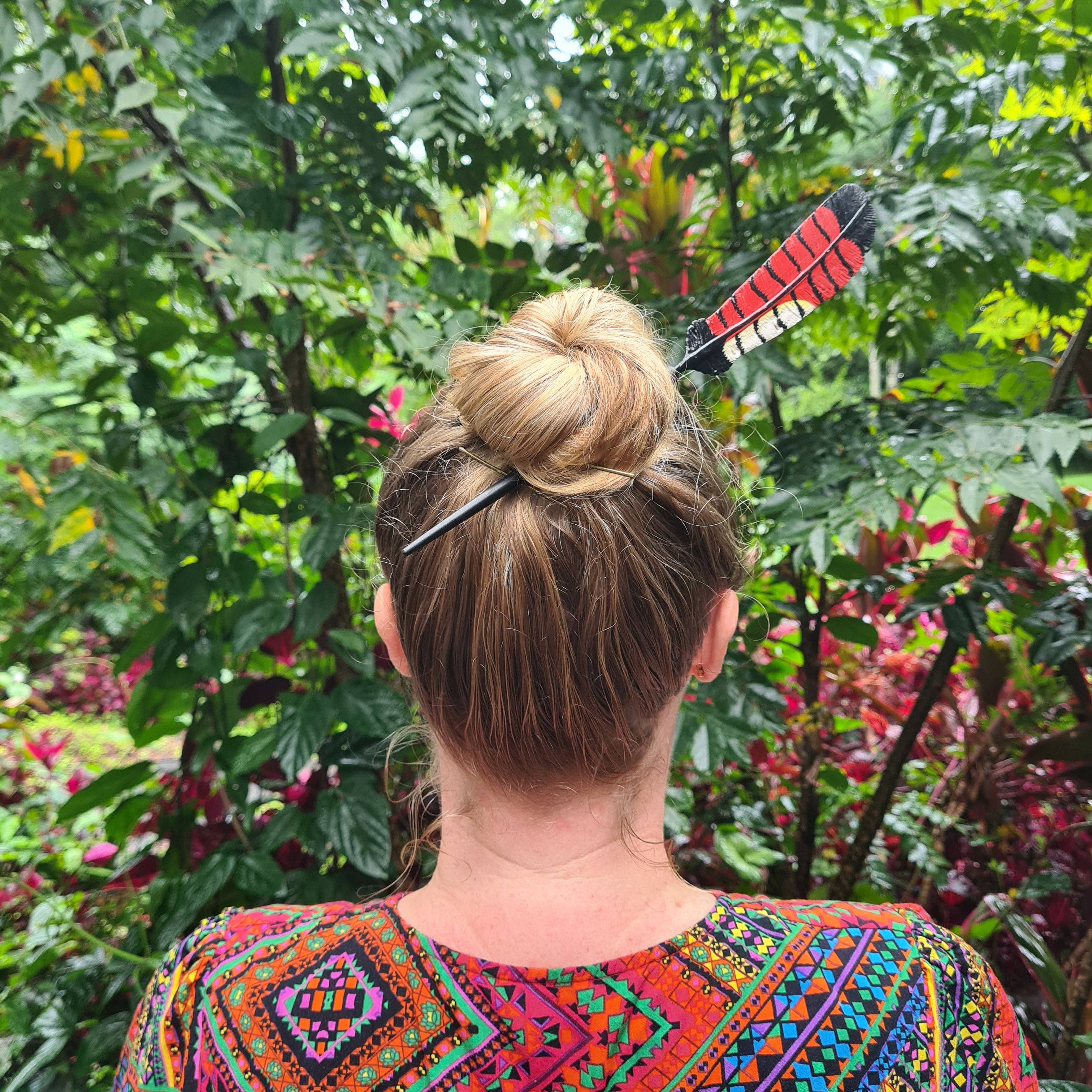 Feather Tribe - Wholesale Hair pin - Female Red-Tailed Black Cockatoo Feather Hair Stick0