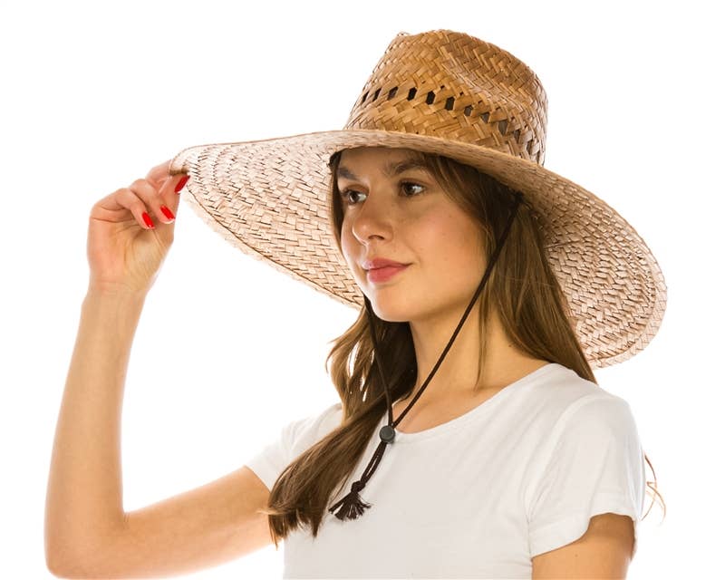 DNMC - Wholesale Straw Hat - Women's - UPF 50+ Palm Leaf Straw Lifeguard Hat - Made in Mexico1