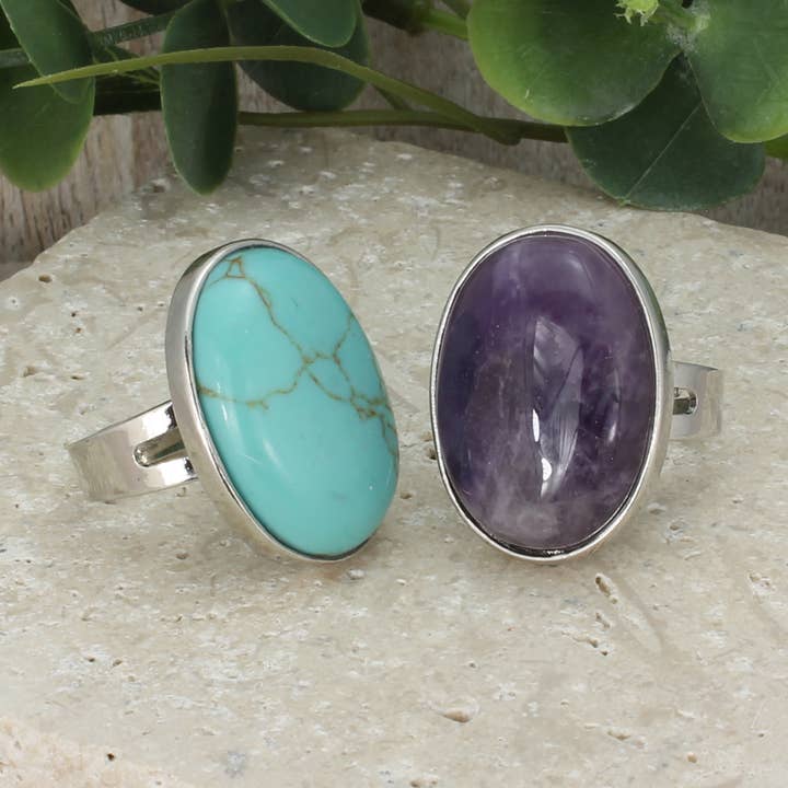 ZAD - Wholesale Cocktail/Statement Ring - Stone Statement Large Gemstone Ring0