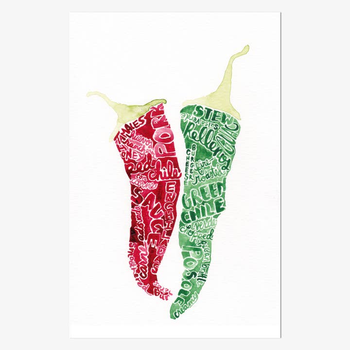 Red Chile Design Co - Wholesale Poster - Red & Green Chile Poster, 11x17