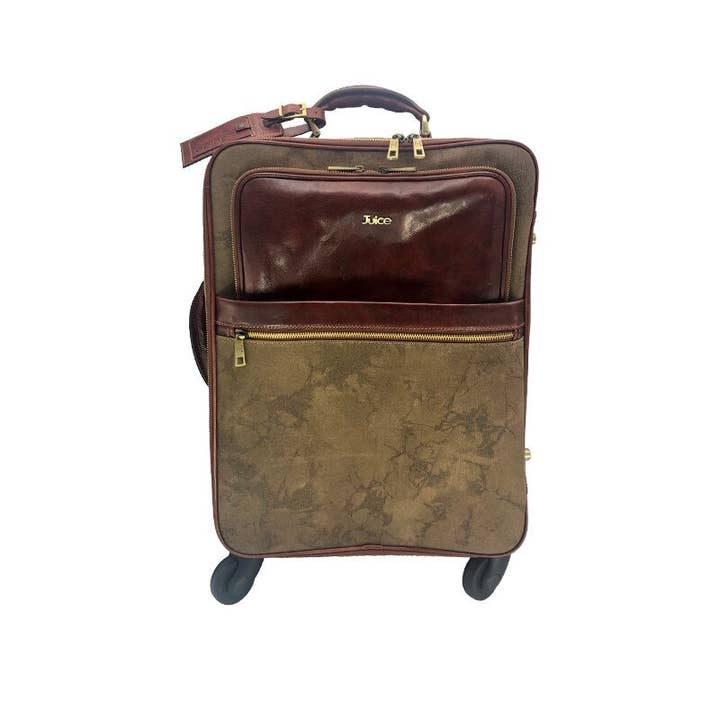 Suie Valentini srl - Wholesale Luggage - Genuine leather and canvas trolley art. 1122393