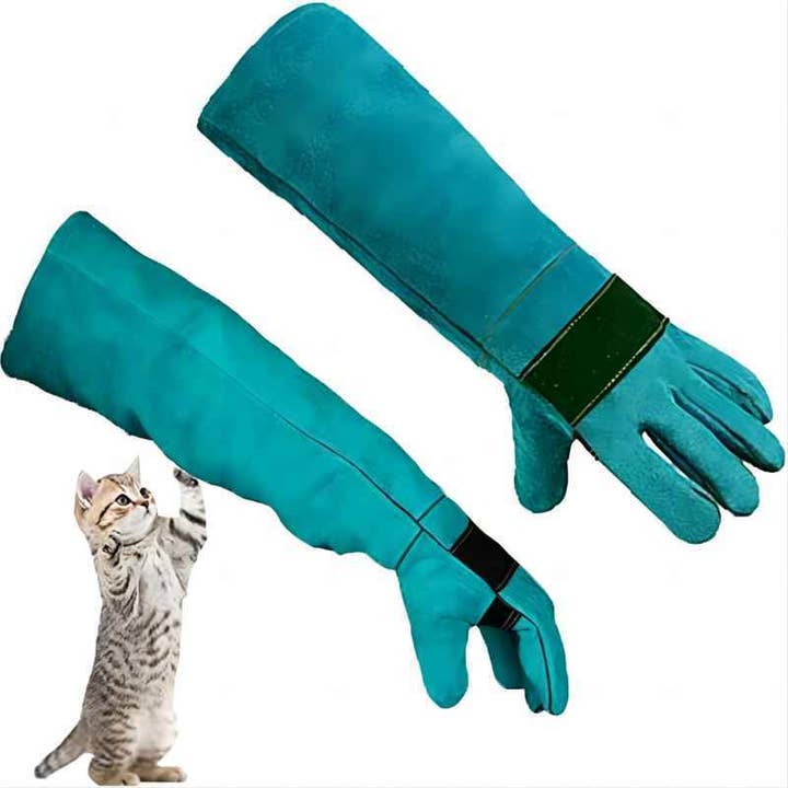 Blue Durable Protective Animal Handling Gloves Bite Resistant Anti Scratch Training Gloves For Dog Cat Bird Snake Parrot Lizard Wild Animals Reptiles for wholesale on Faire