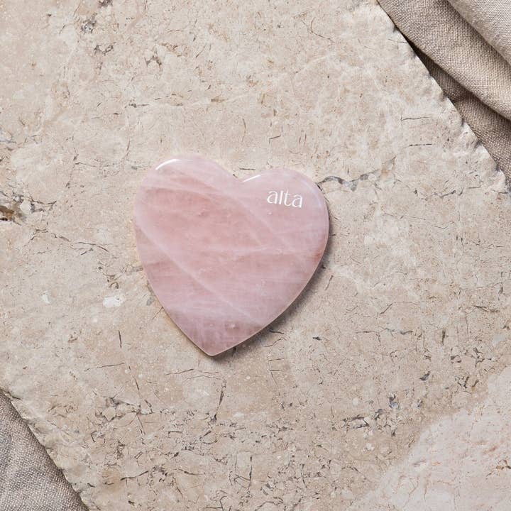 Alta Rose Quartz Sculpted Heart Gua Sha for wholesale by Altasphere