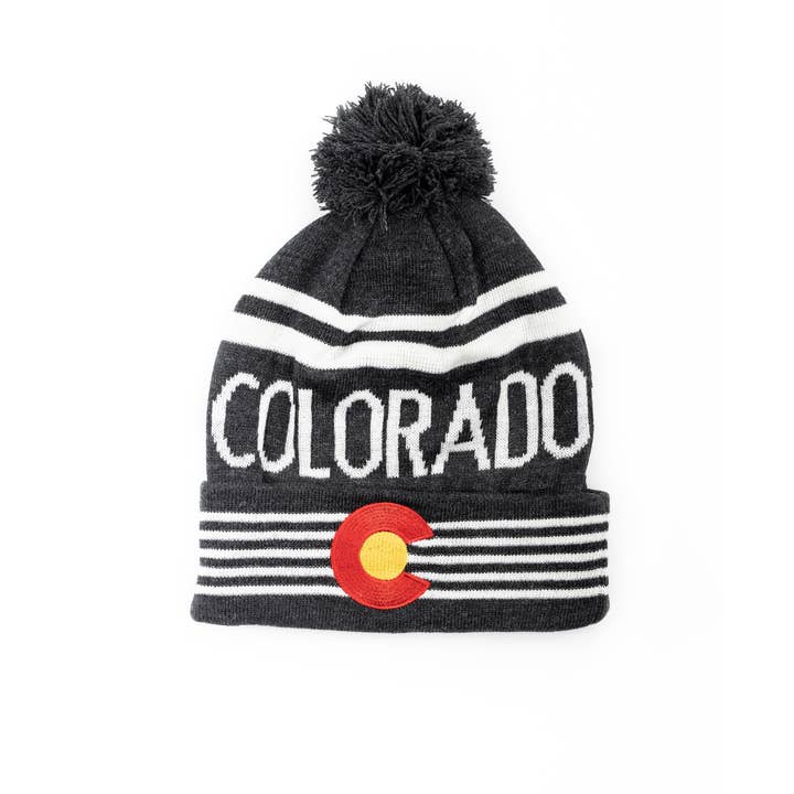 Snow Business USA - Wholesale Beanie - Women's - Colorado Flag Woven Pom Pom Beanie