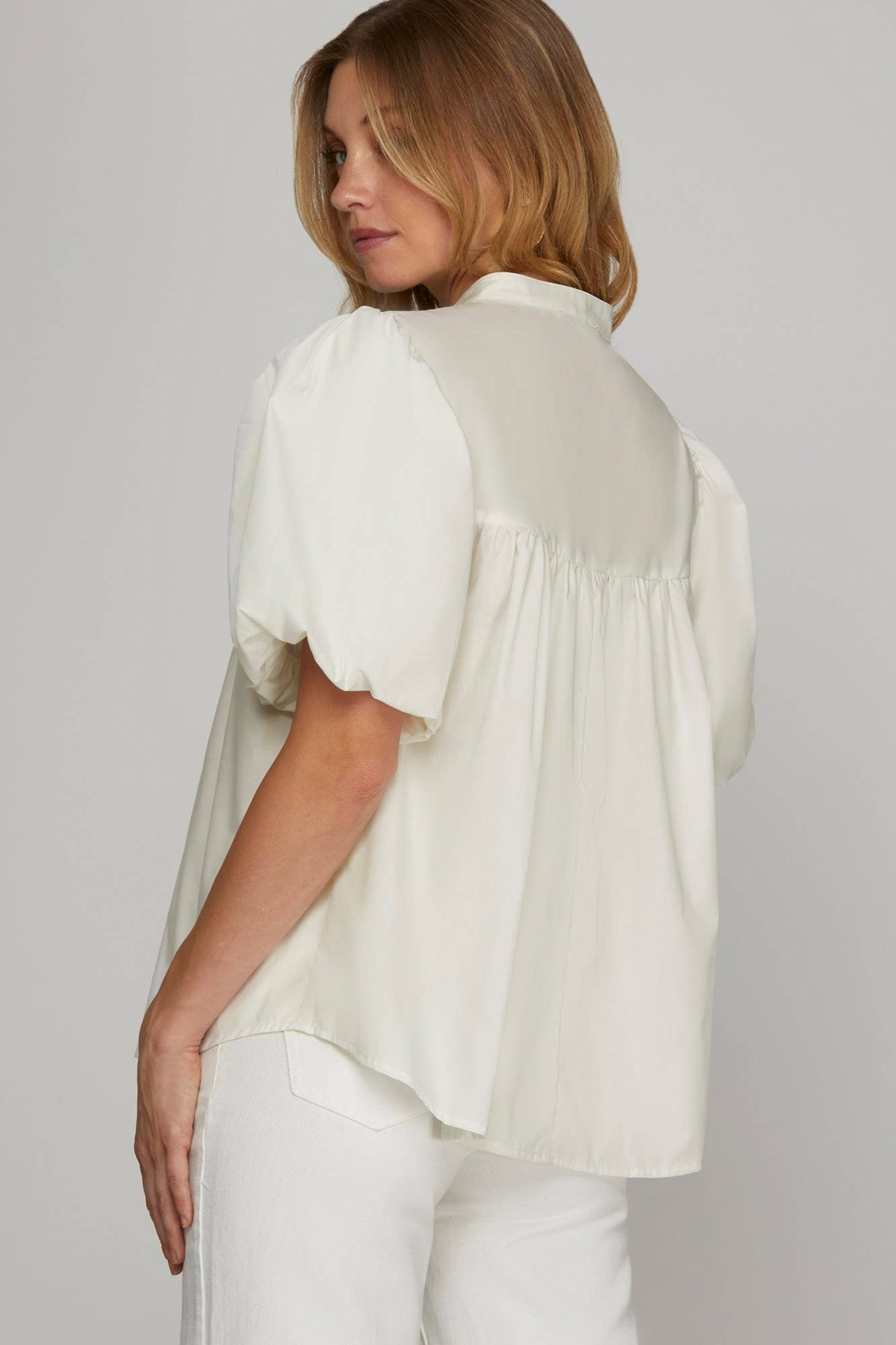 Peace Love Line – wholesale Blouse – Women’s – PL5241 - STAND NECK PINTUCK DETAIL WOVEN TOP3