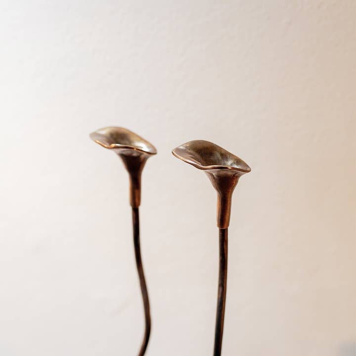 Belaré Home - Wholesale Candle Holder - Handmade Iron Ferra Rose Candle Holders Set of 2 - Antique Bronze Taper1