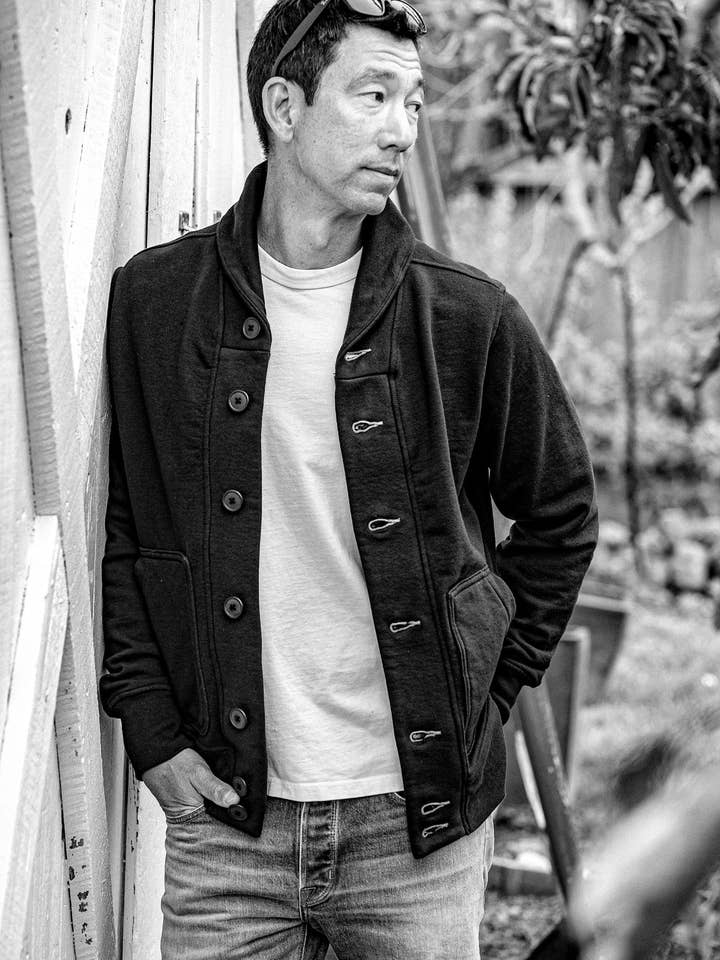 Men's Bodega Shawl Cardigan | 14oz 100% Cotton French Terry- Basalt for wholesale on Faire2