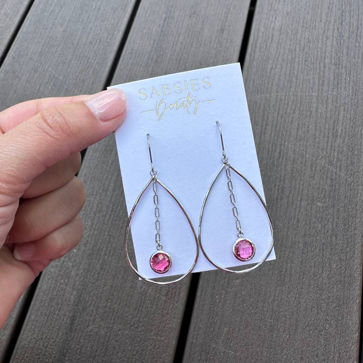 Sølv og Rubin Dråbe Dingleøreringe for engroshandel hos Sabsies Beauty