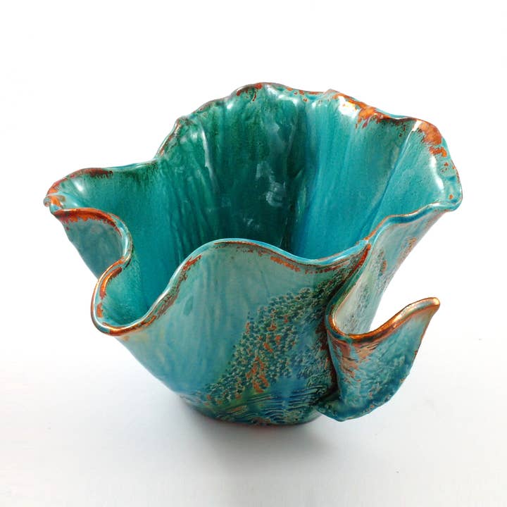 Vaso mare frastagliata azzurro per la vendita all'ingrosso da parte di Ceramiche Lega