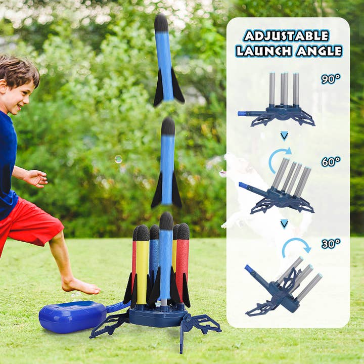 TOY Life - Wholesale Toy Set - Kids - Rocket Launcher for Kids with 6 Foam Rockets