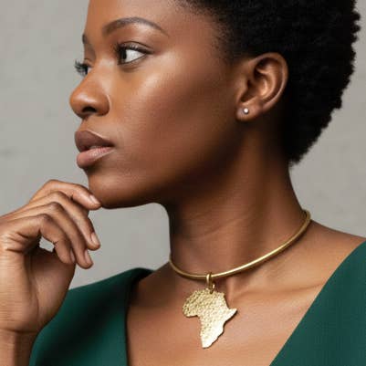 Asili Brass Necklace – Handmade African Pendant for wholesale by KENDI AMANI