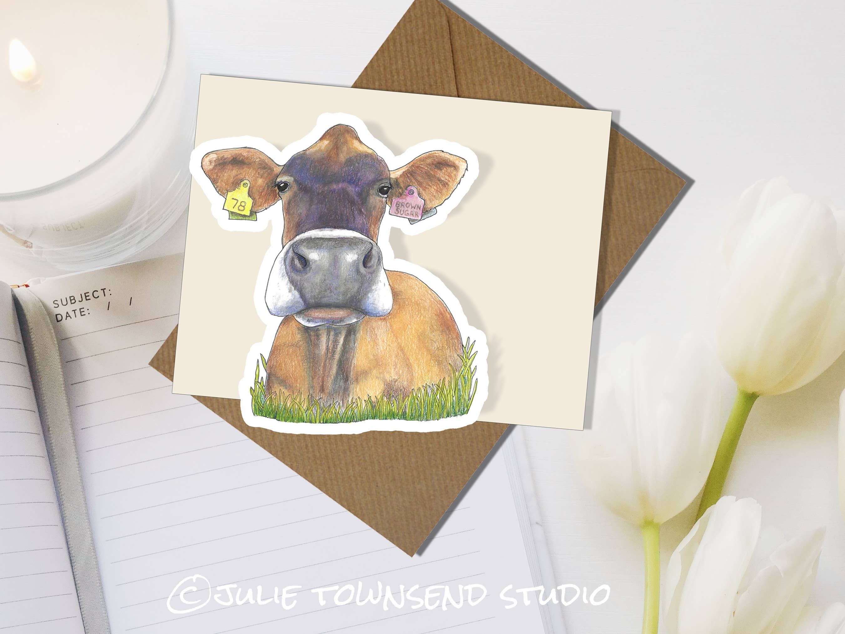 Julie Townsend Studio - Wholesale Sticker - Sticker - Jersey Dairy Cow - Handmade Waterproof Vinyl2