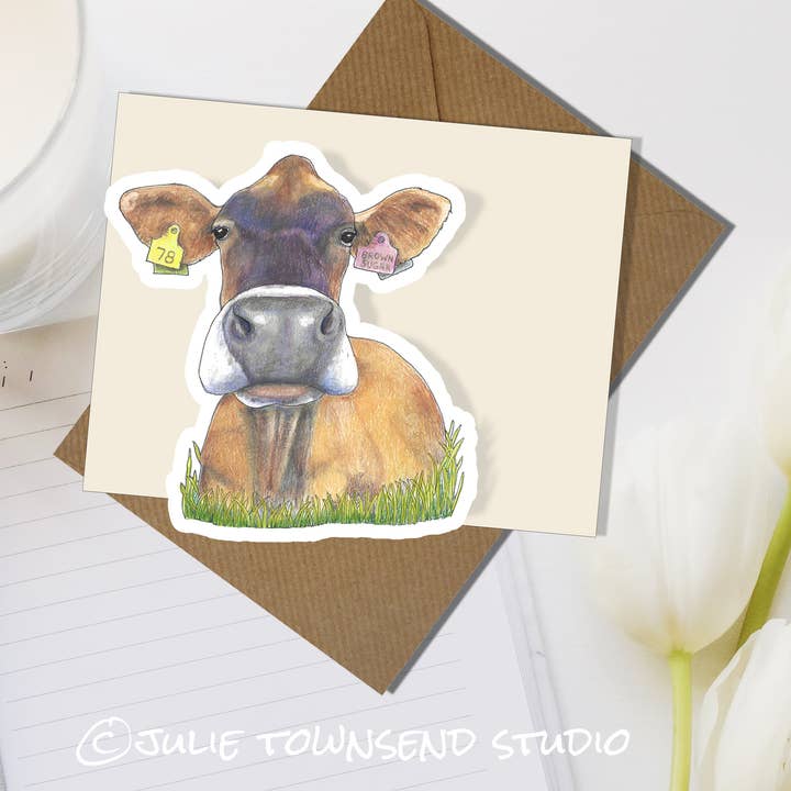 Julie Townsend Studio - Wholesale Sticker - Sticker - Jersey Dairy Cow - Handmade Waterproof Vinyl2
