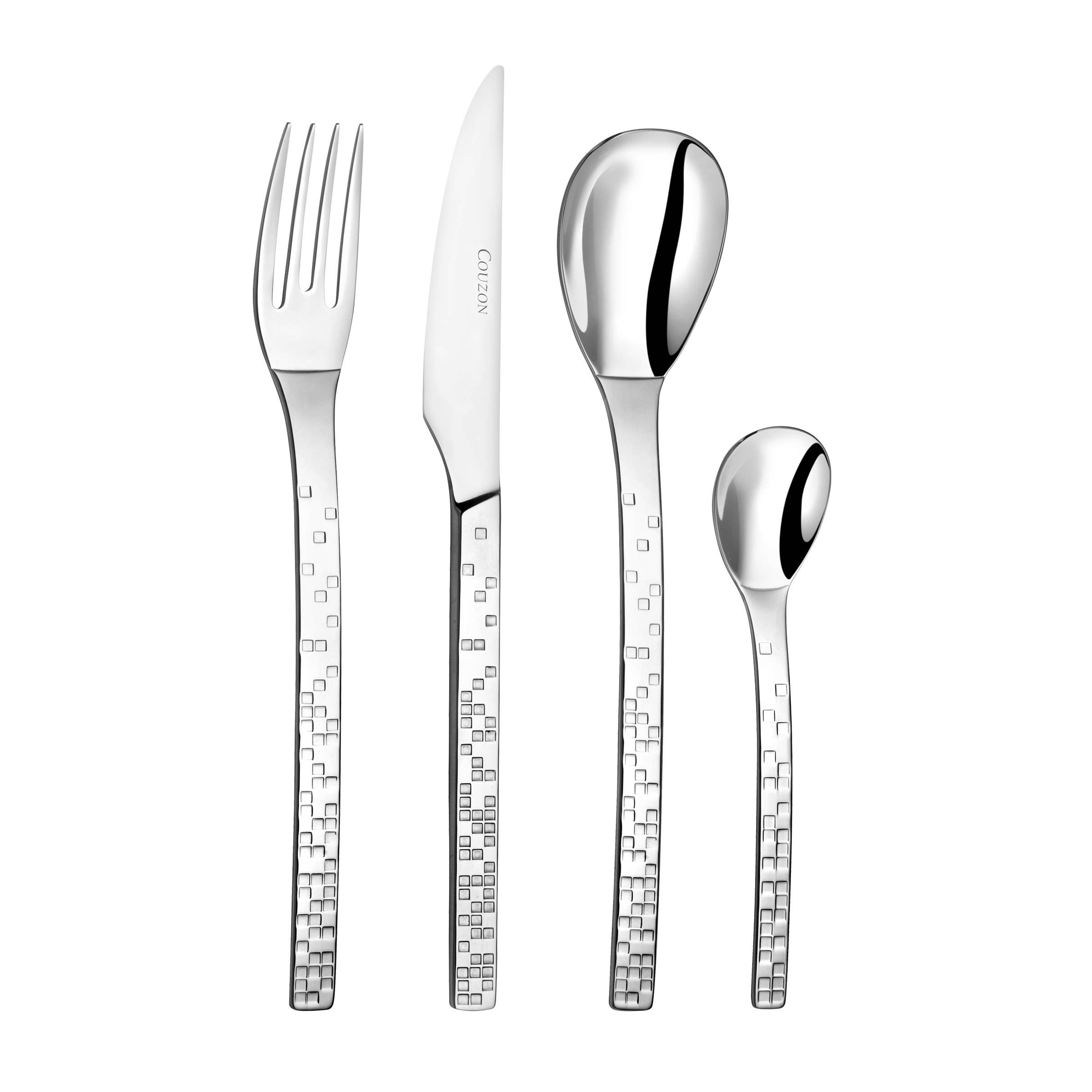 Hammered stainless steel PIX'ELLE 3D Table Cutlery - Couzon for wholesale on Faire0