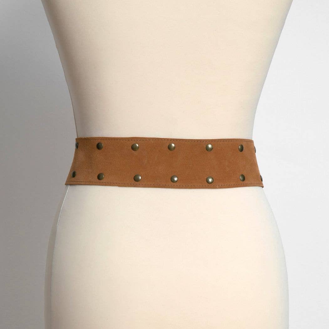 JUAN·JO GALLERY      (Leather Gallery, SCP) – wholesale Bälte - Dam – Ringbälte i kalvmocka med nitar2