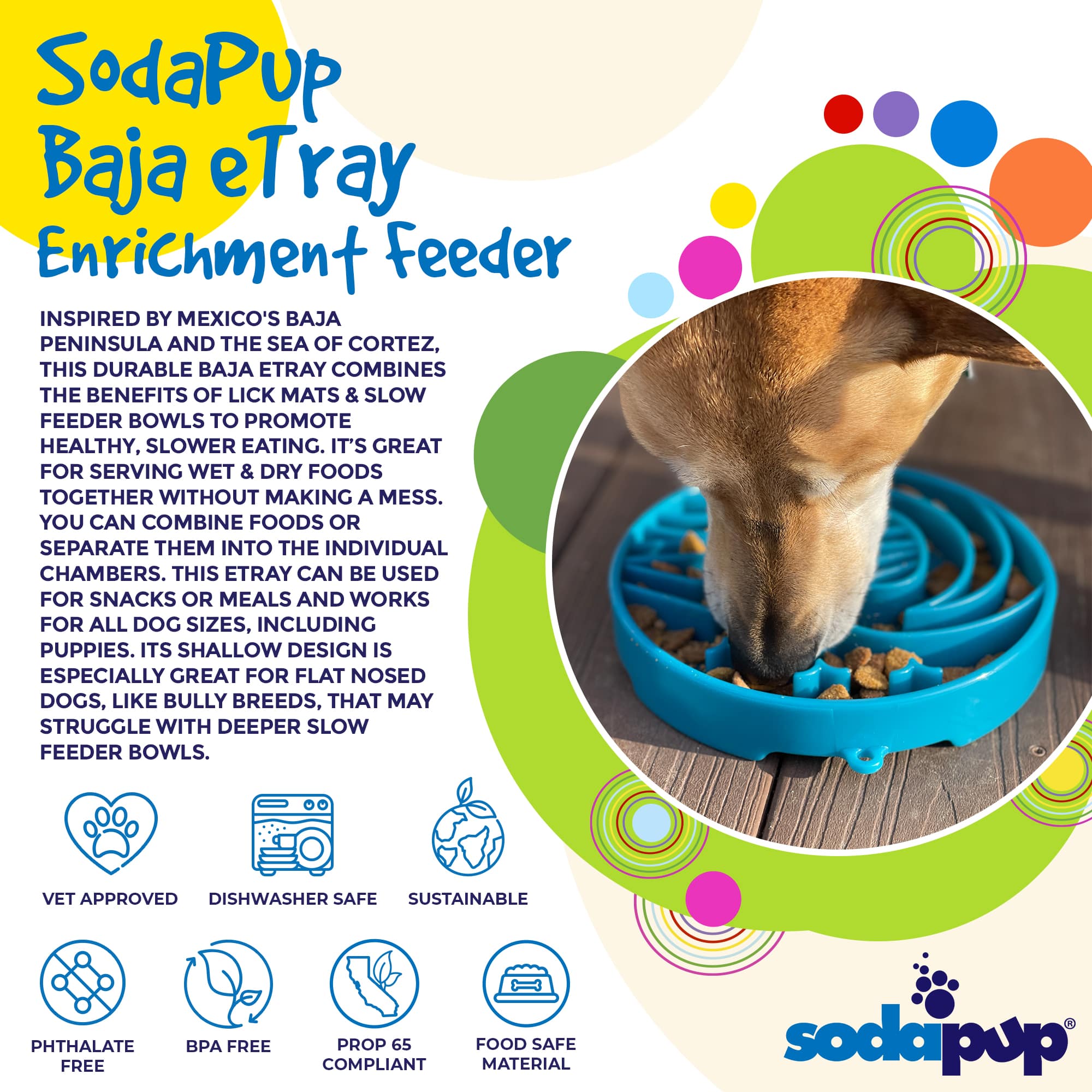 SodaPup Dog Toys – wholesale Pet bowl – Cat/dog – Baja Design eTray Shallow Slow Feeder Bowl for Dogs1