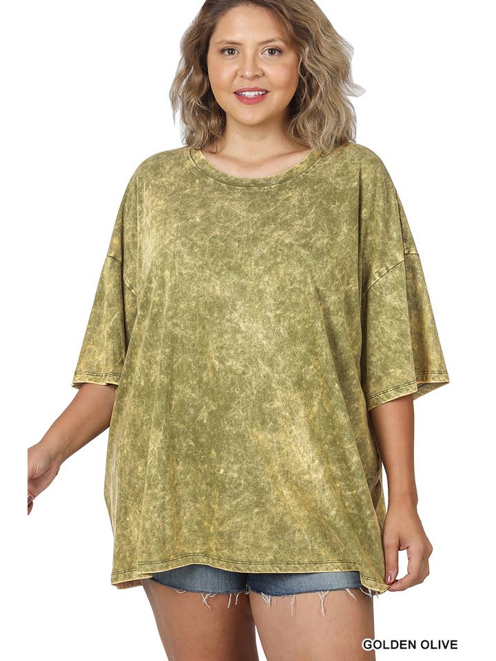 Vanilla Monkey - Wholesale Knit top – Women's - Plus Acid Wash Cotton Boyfriend Box Tee2