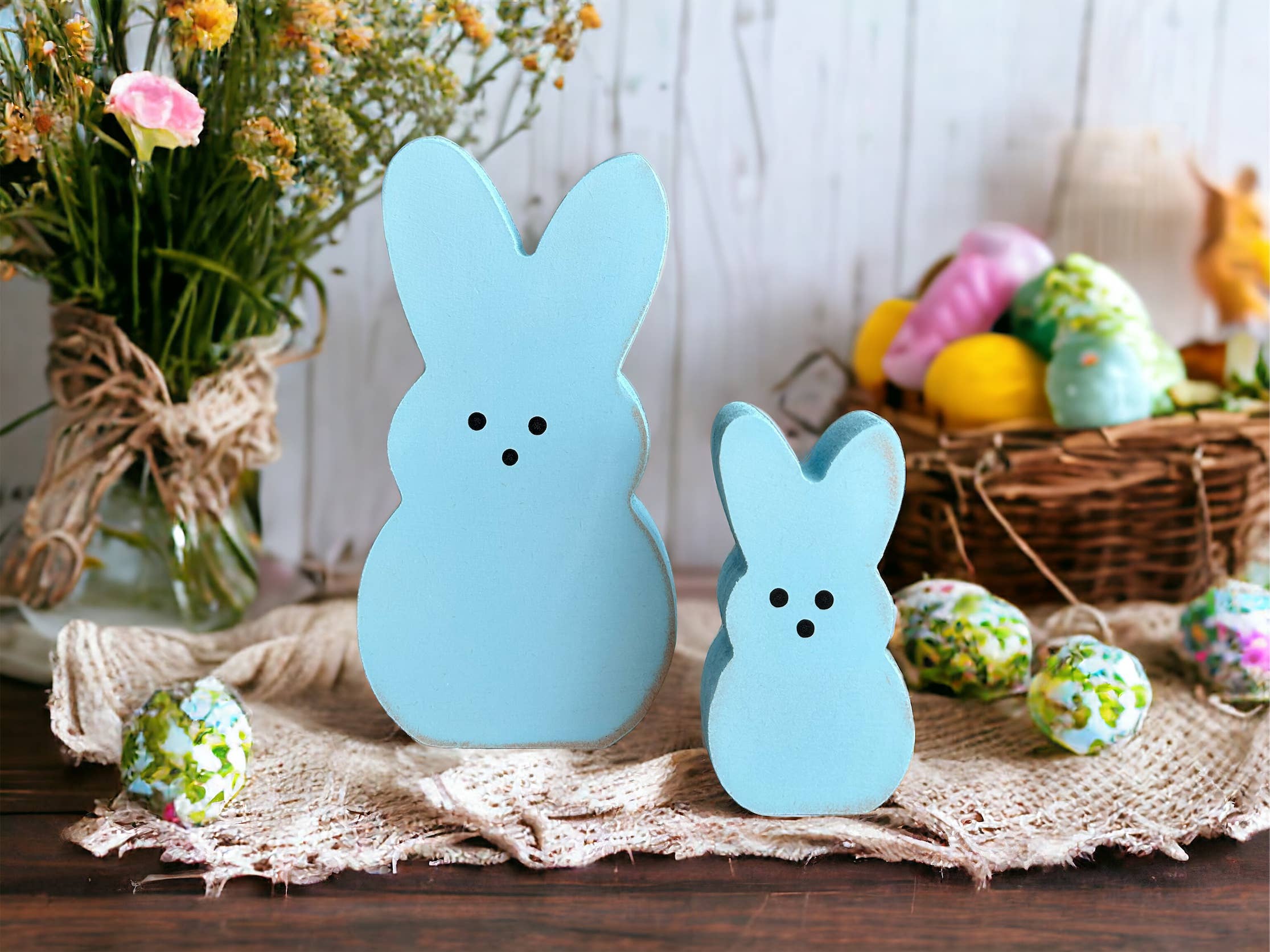 Inkwood Crafters - Wholesale Decorative Tabletop Object - Primitive Rustic Wood Spring/Easter Peeps - SMALL 3.5"10