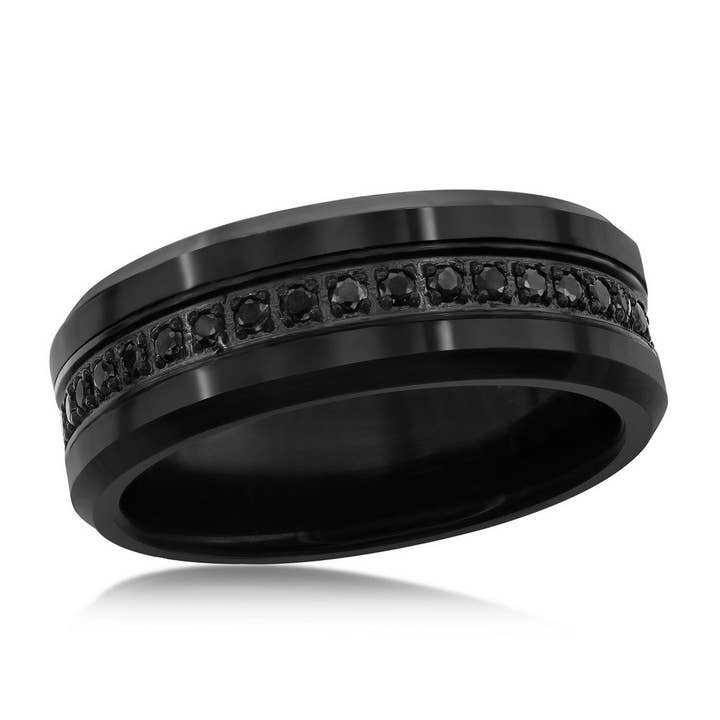 Black CZ Eternity Tungsten Ring for wholesale by Metallo