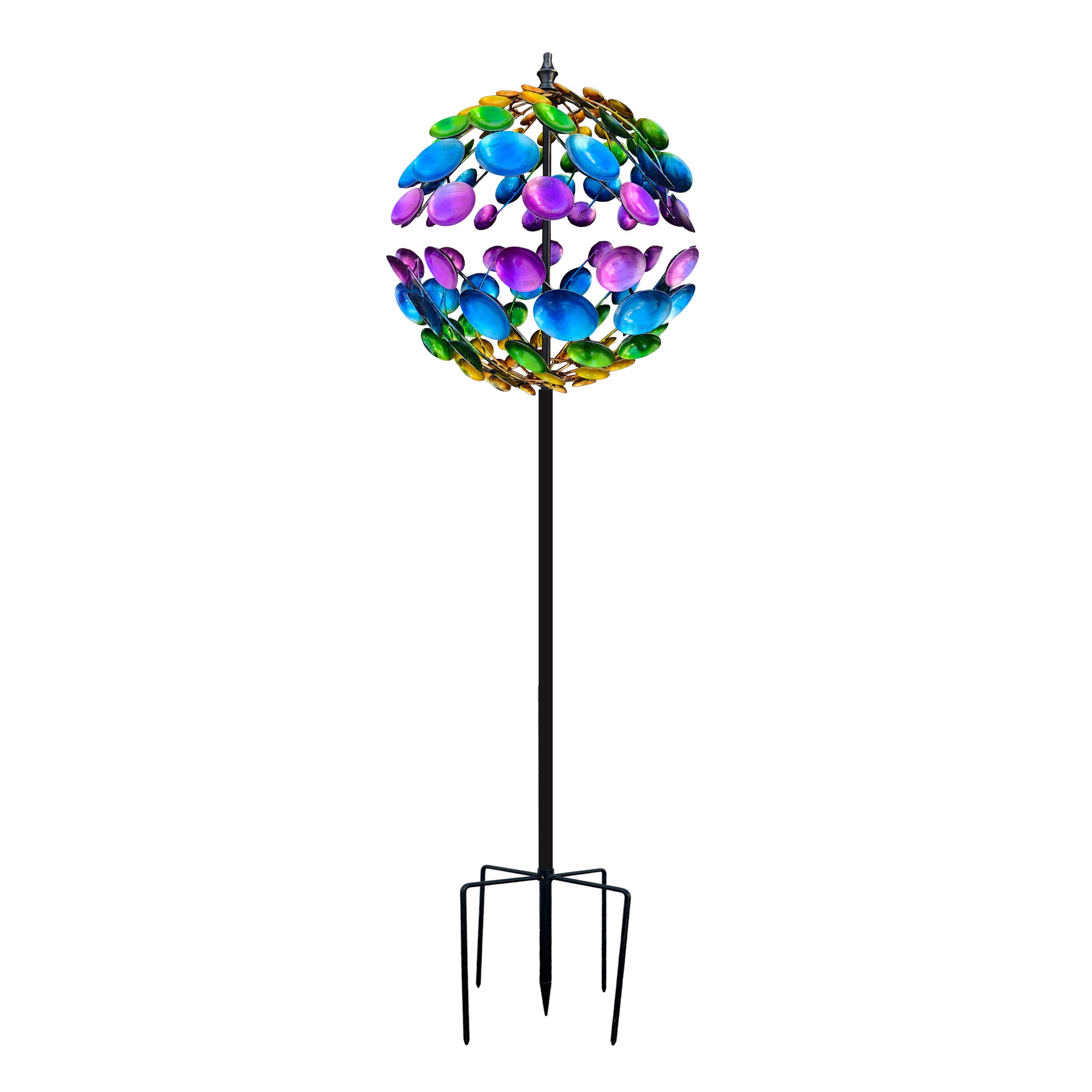 Continental Art Center - Wholesale Wind Spinner - Metal Colorful Sphere Kinetic Wind Spinner Stake3