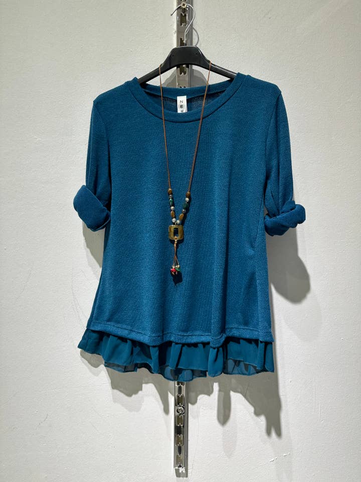 Only Yuan - Vente T-shirt – femme - T-shirt REF 1439 en 95 % viscose et 5 % élasthanne avec volants et collier3