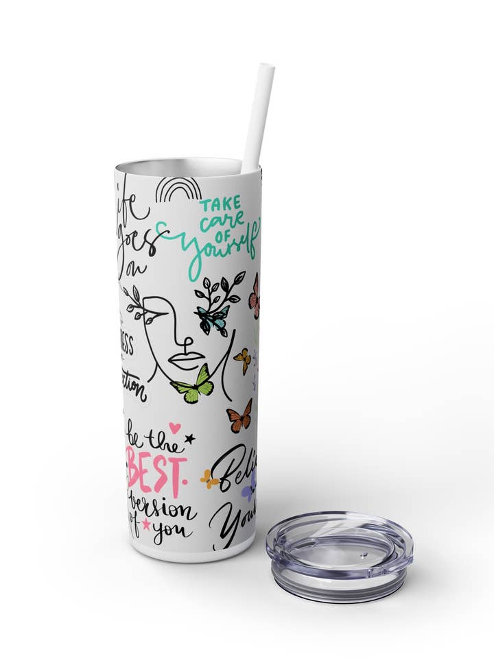 Self Affirmation, Tumbler with Straw, 20oz for wholesale by My Aunt T's Closet