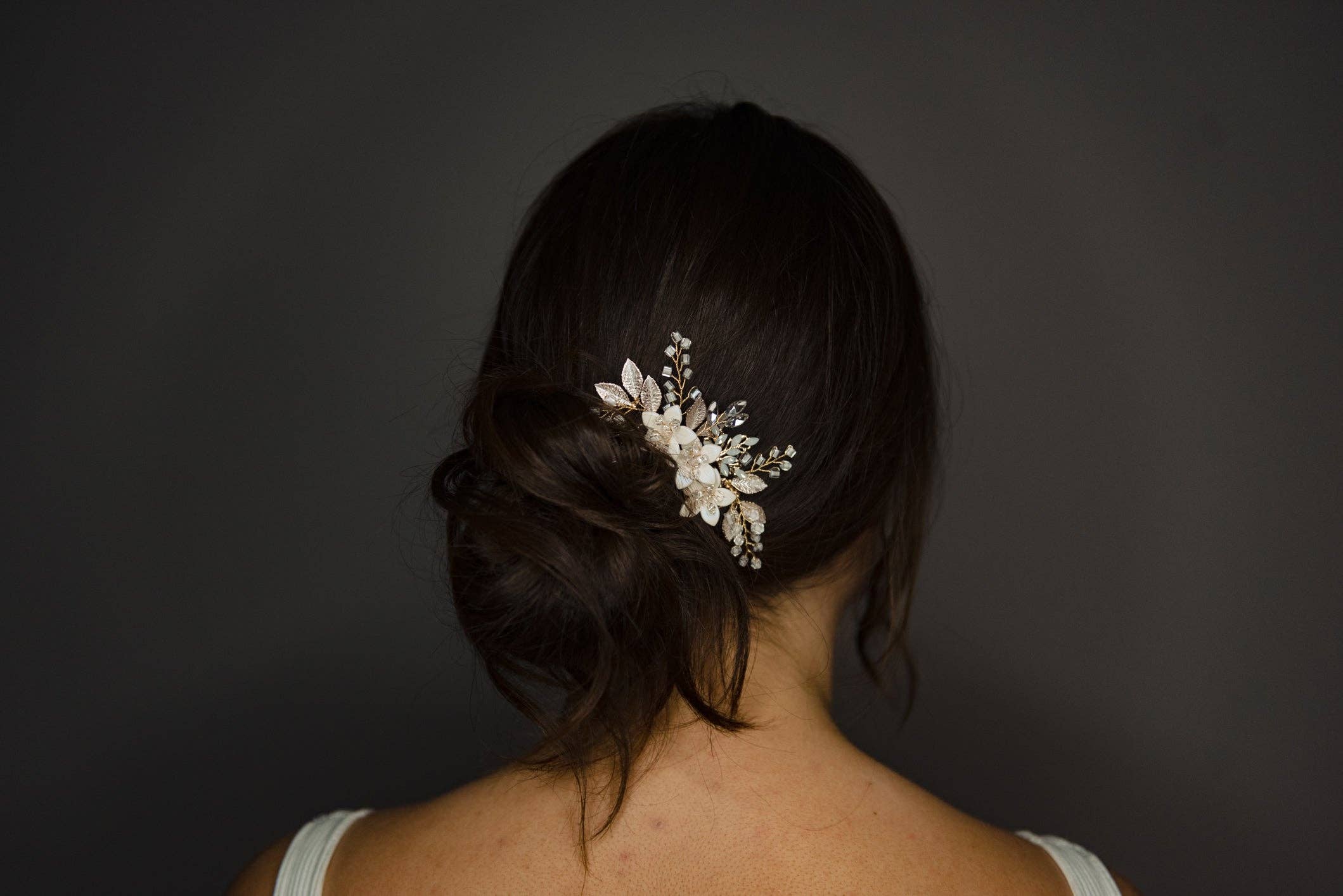 Brides and Belts - Wholesale Hair Pin - Gina Gold Wire Floral Champagne Hair Pin5