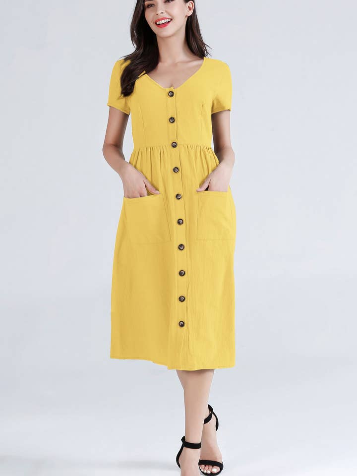 ePretty - Vendita all'ingrosso Vestito - Donna - TJ002 - Abito midi abbottonato con tasche14