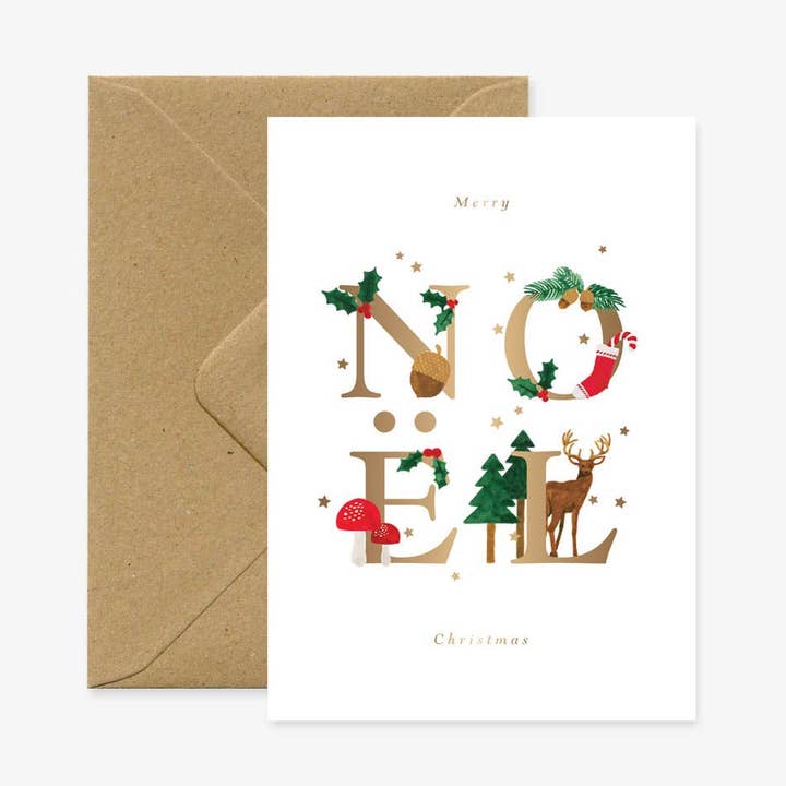 Noel A6 Natural White Christmas Card for wholesale by ALL THE WAYS TO SAY - USA