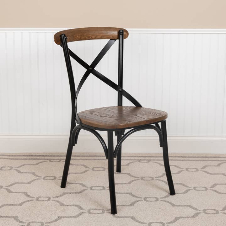 Black X-Back Dining Chair - Cross Back Chair for wholesale by Flash Furniture