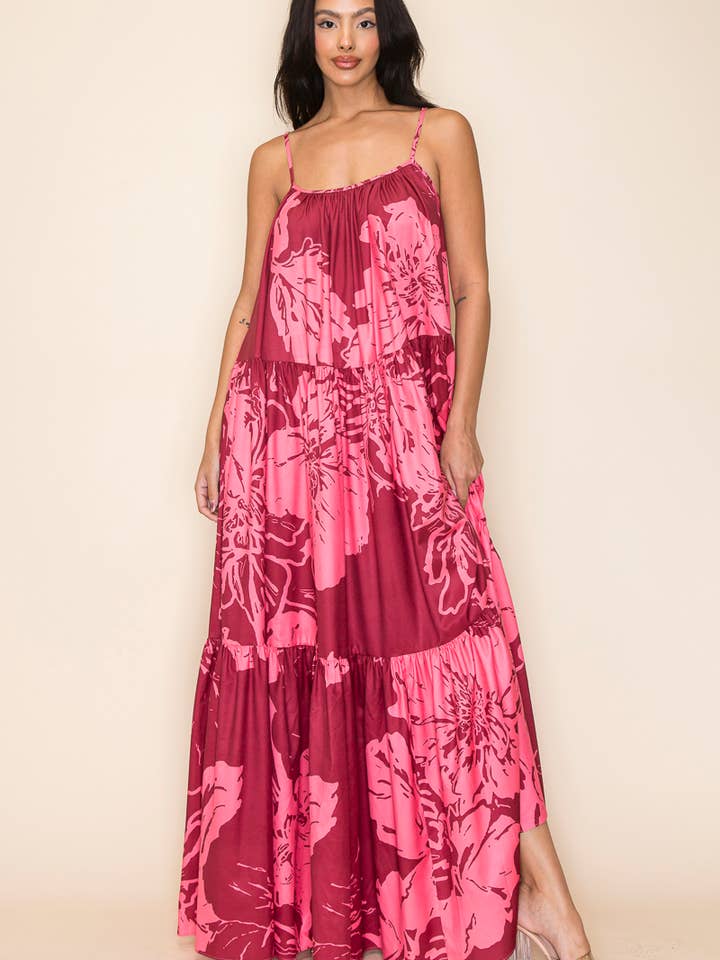 VESTIDO LARGO ESTAMPADO CON BOLSILLOS para venta al por mayor de QMP Moda