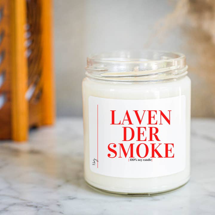 LAVENDER SMOKE SOY CANDLE for wholesale by Oh D'Luxe Candle Company